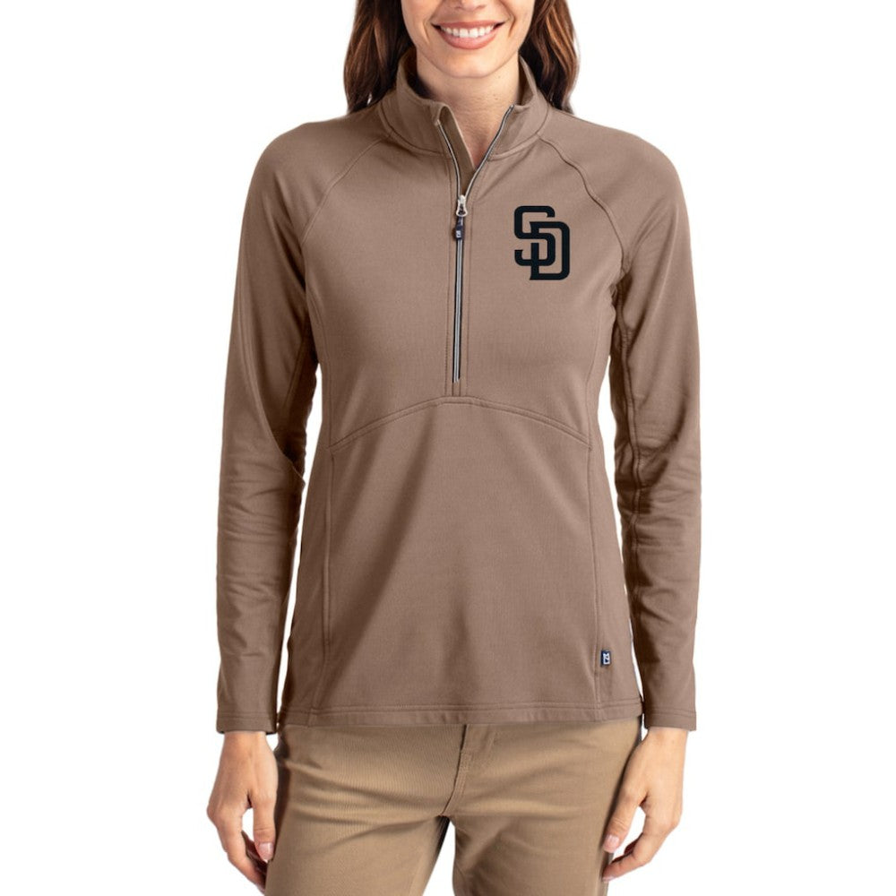 San Diego Padres Cutter & Buck Women's Adapt Eco Knit Stretch Half-Zip Pullover - MLB Pullover