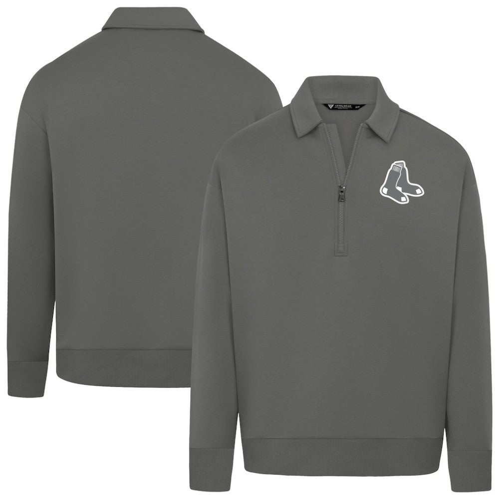 Boston Red Sox Levelwear Women's Canmore Chenille Logo Quarter-Zip Top - MLB Tops