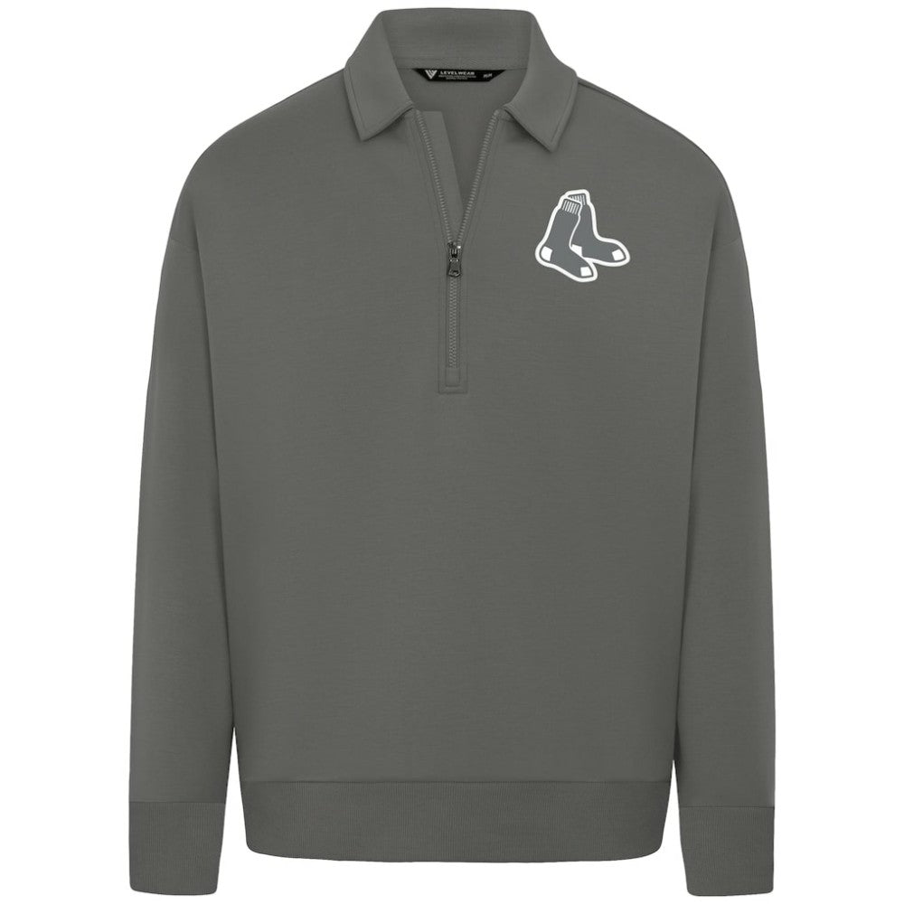 Boston Red Sox Levelwear Women's Canmore Chenille Logo Quarter-Zip Top - MLB Tops