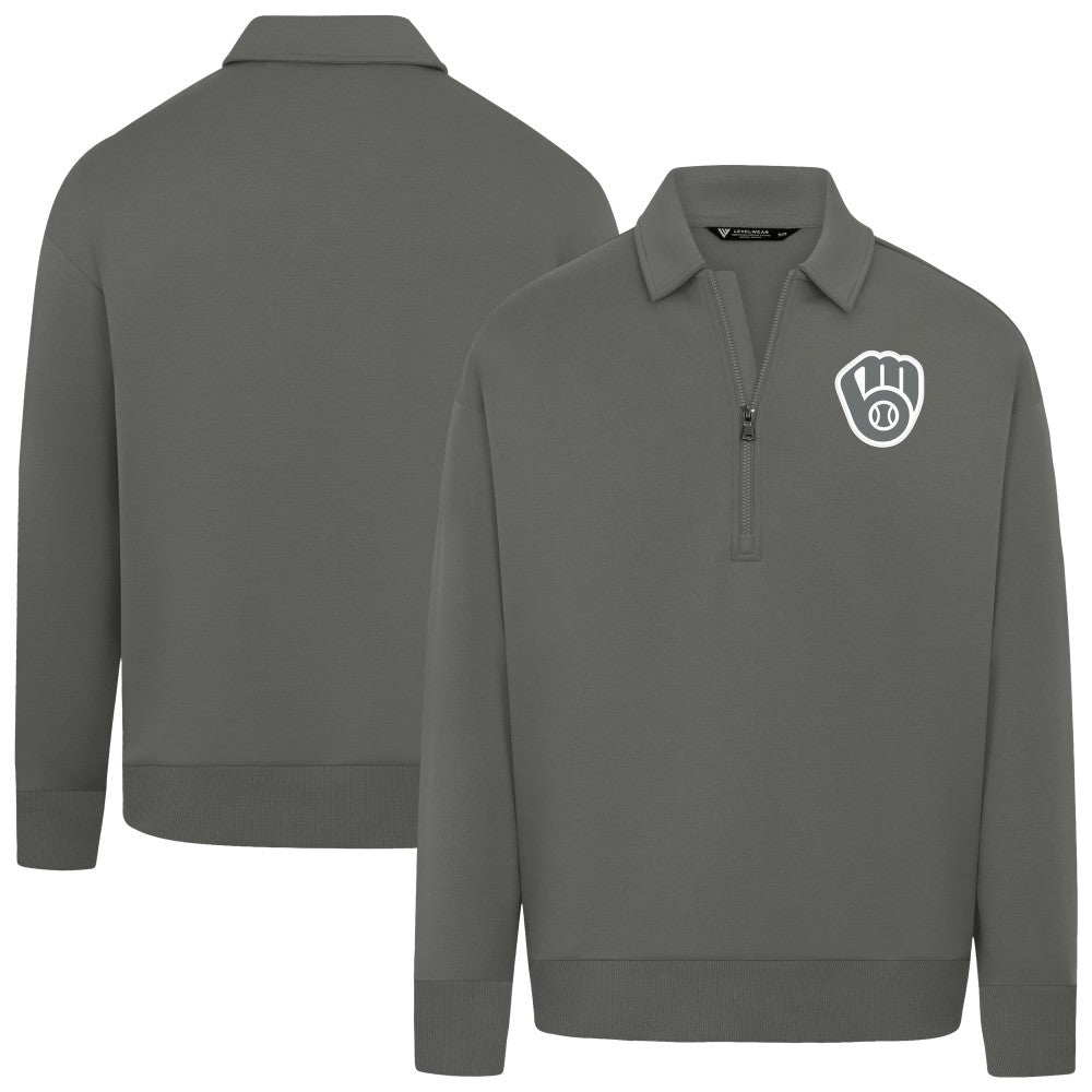 Milwaukee Brewers Levelwear Women's Canmore Chenille Logo Quarter-Zip Top - MLB Tops