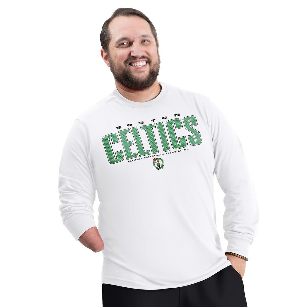 White Boston Celtics G-III Sports by Carl Banks Adaptive Printed Mesh Effect Long Sleeve T-Shirt | NBA