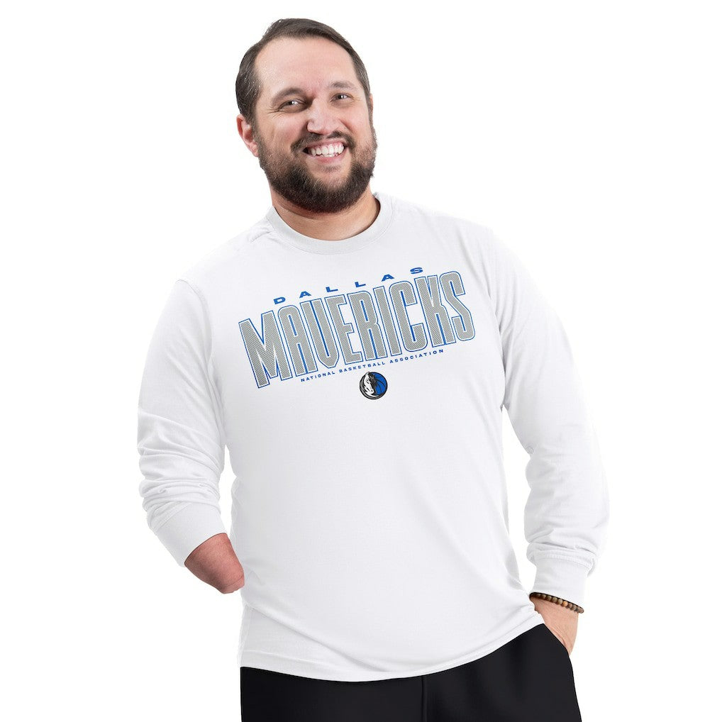 White Dallas Mavericks G-III Sports by Carl Banks Adaptive Printed Mesh Effect Long Sleeve T-Shirt sale | NBA