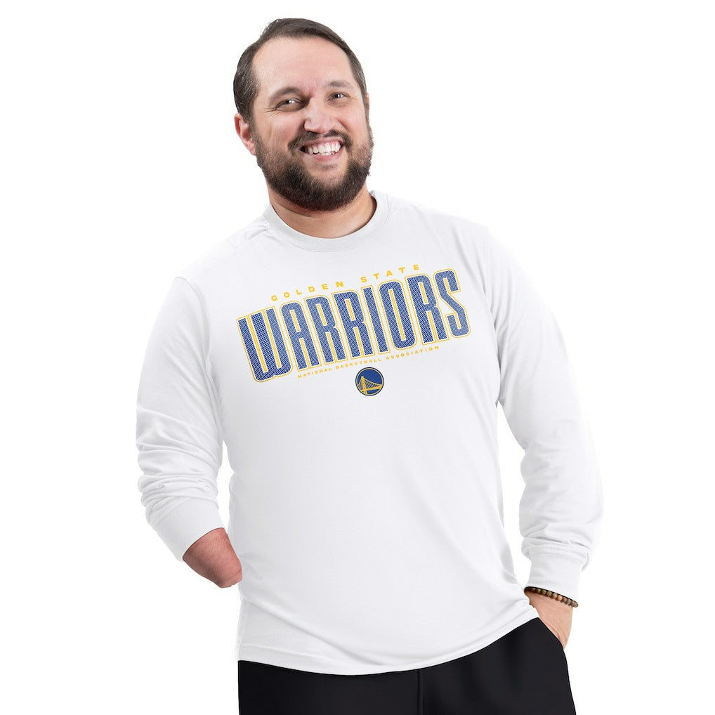 White Golden State Warriors G-III Sports by Carl Banks Adaptive Printed Mesh Effect Long Sleeve T-Shirt sale | NBA