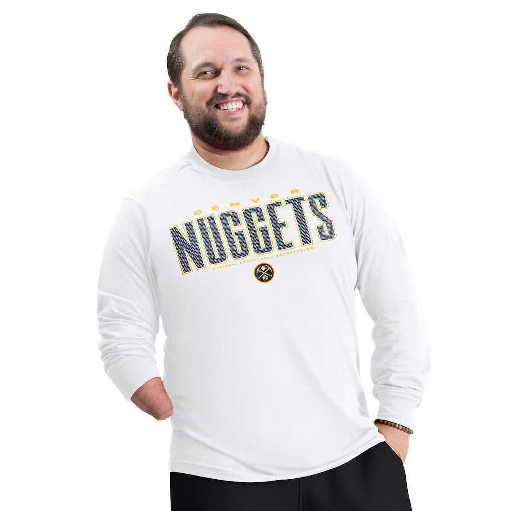 White Denver Nuggets G-III Sports by Carl Banks Adaptive Printed Mesh Effect Long Sleeve T-Shirt sale | NBA