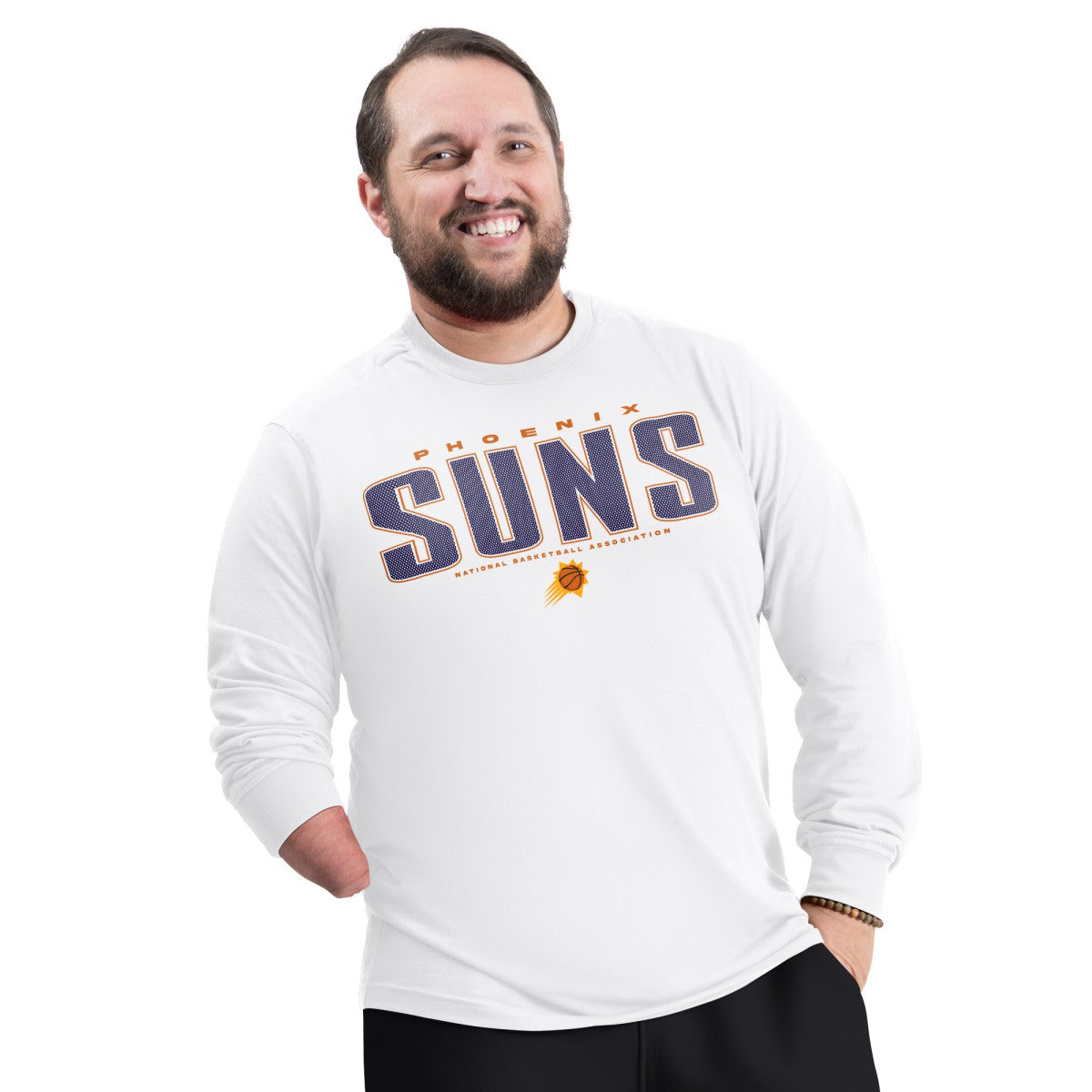 White Phoenix Suns G-III Sports by Carl Banks Adaptive Printed Mesh Effect Long Sleeve T-Shirt | NBA