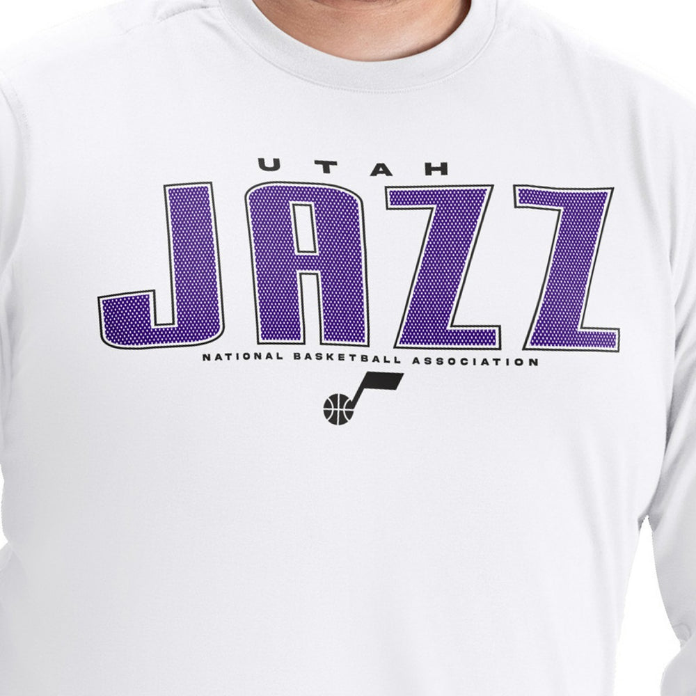 White Utah Jazz G-III Sports by Carl Banks Adaptive Printed Mesh Effect Long Sleeve T-Shirt | NBA