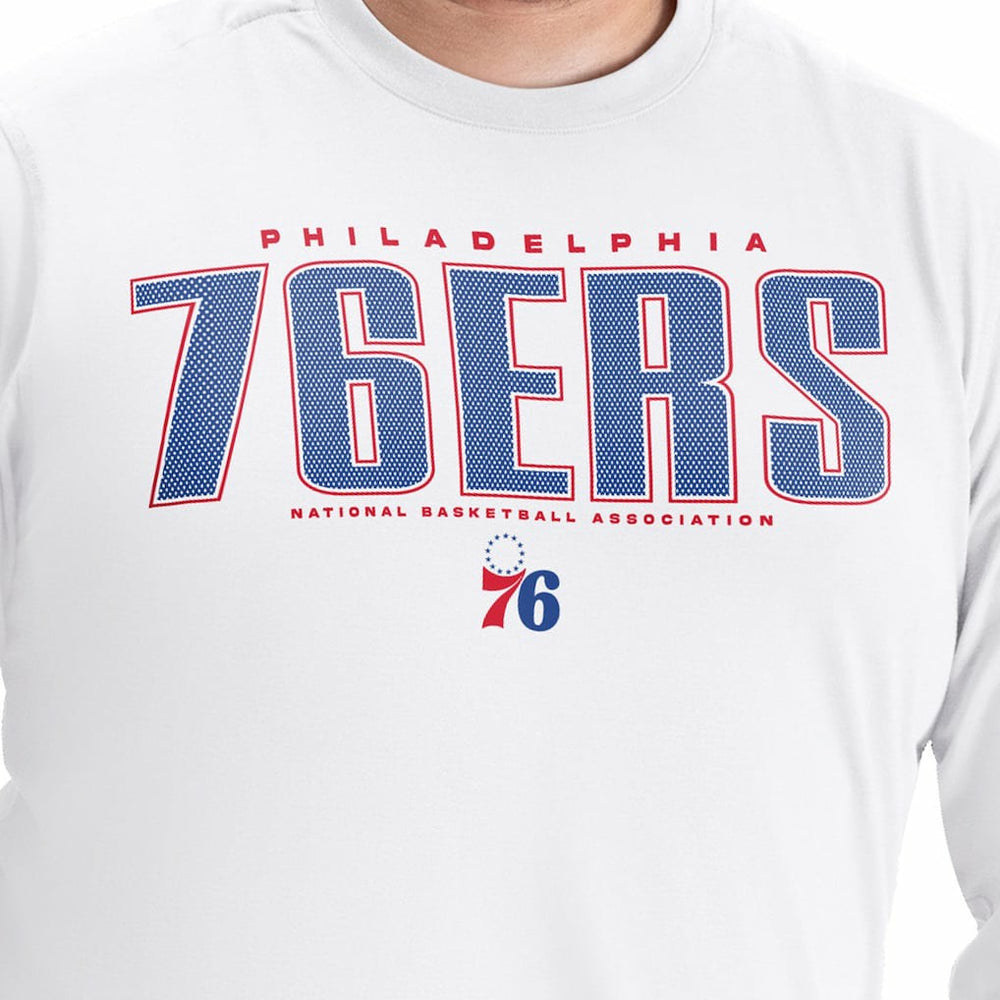 White Philadelphia 76ers G-III Sports by Carl Banks Adaptive Printed Mesh Effect Long Sleeve T-Shirt | NBA