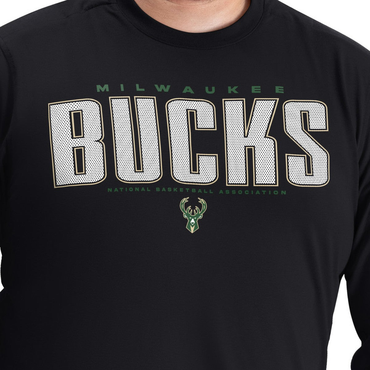 Black Milwaukee Bucks G-III Sports by Carl Banks Adaptive Printed Mesh Effect Long Sleeve T-Shirt | NBA