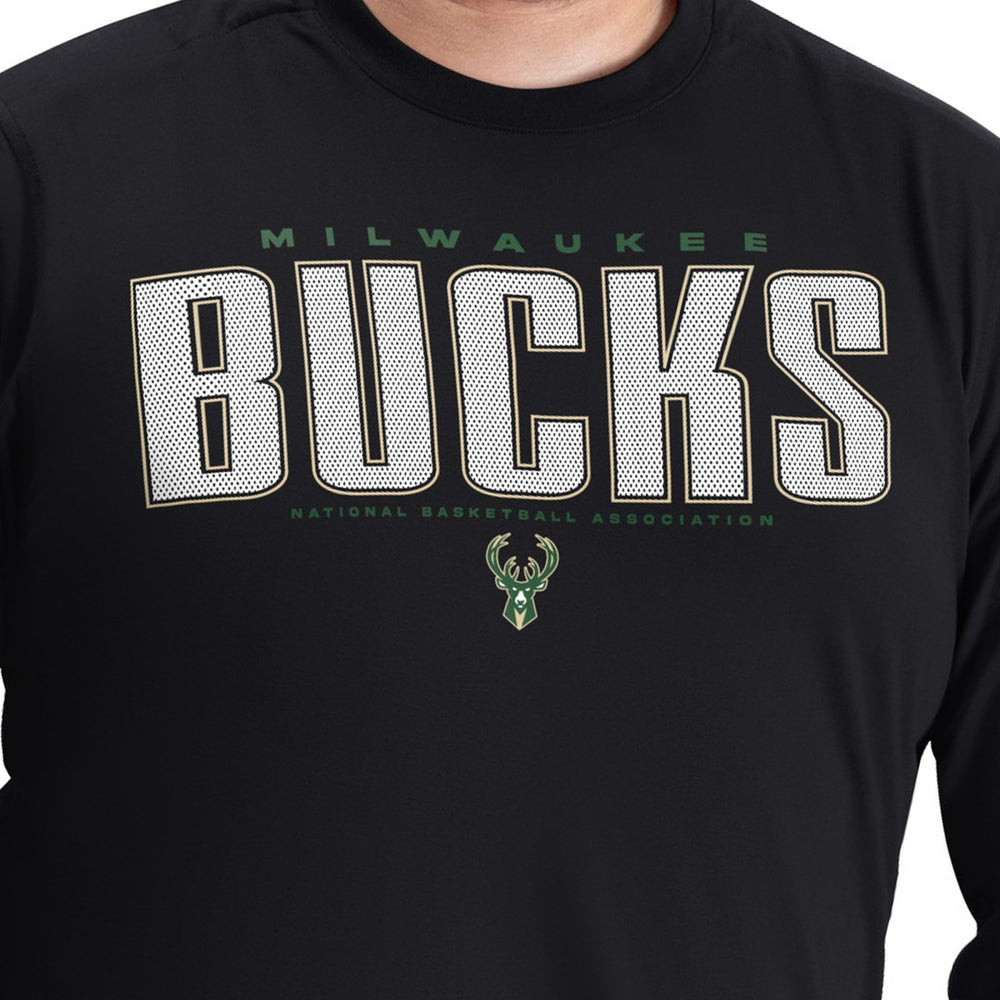 Black Milwaukee Bucks G-III Sports by Carl Banks Adaptive Printed Mesh Effect Long Sleeve T-Shirt | NBA