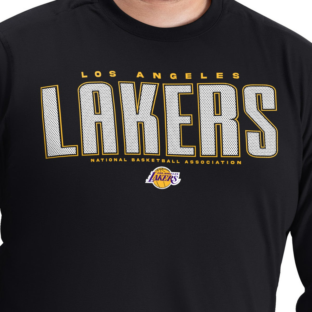 Black Los Angeles Lakers G-III Sports by Carl Banks Adaptive Printed Mesh Effect Long Sleeve T-Shirt | NBA