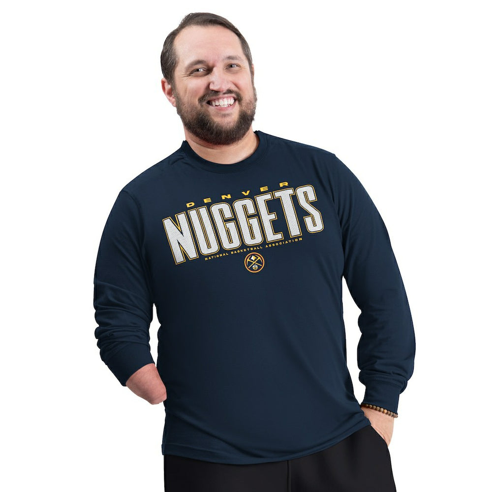 Navy Denver Nuggets G-III Sports by Carl Banks Adaptive Printed Mesh Effect Long Sleeve T-Shirt sale | NBA