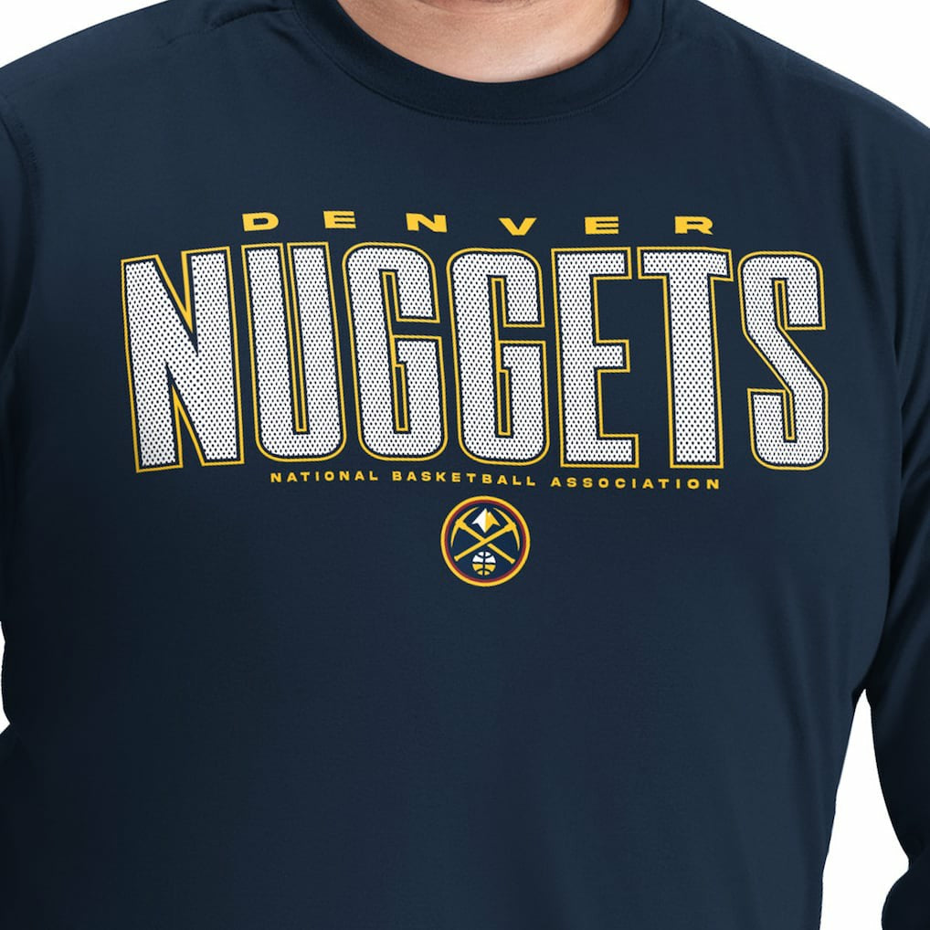 Navy Denver Nuggets G-III Sports by Carl Banks Adaptive Printed Mesh Effect Long Sleeve T-Shirt sale | NBA