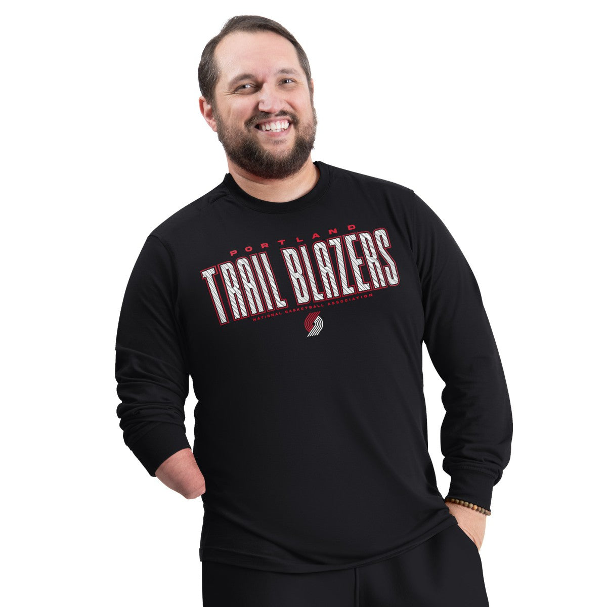 Black Portland Trail Blazers G-III Sports by Carl Banks Adaptive Printed Mesh Effect Long Sleeve T-Shirt | NBA