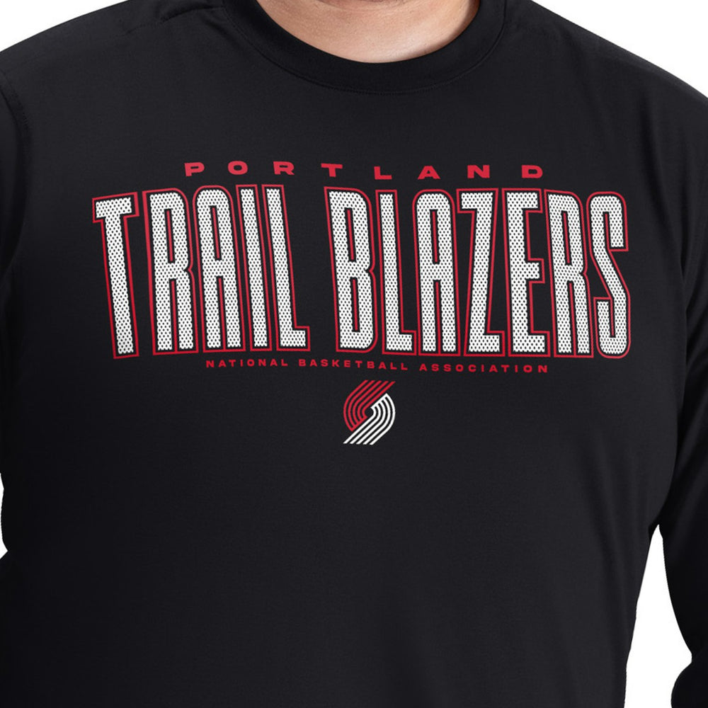 Black Portland Trail Blazers G-III Sports by Carl Banks Adaptive Printed Mesh Effect Long Sleeve T-Shirt | NBA