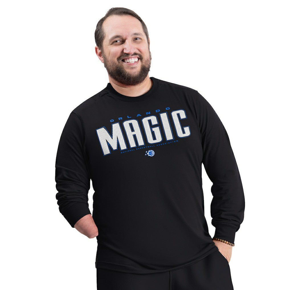 Black Orlando Magic G-III Sports by Carl Banks Adaptive Printed Mesh Effect Long Sleeve T-Shirt | NBA