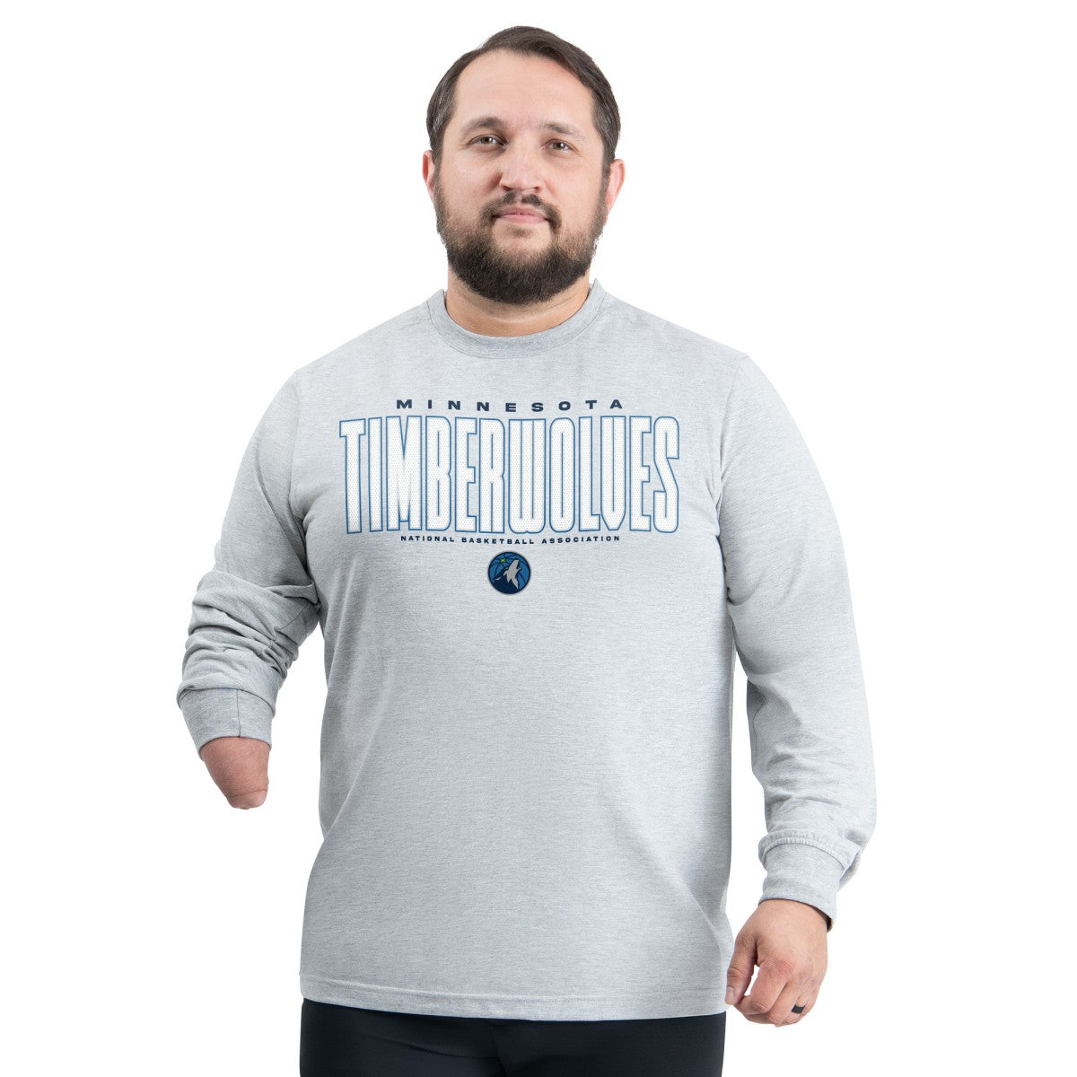 Gray Minnesota Timberwolves G-III Sports by Carl Banks Adaptive Printed Mesh Effect Long Sleeve T-Shirt | NBA