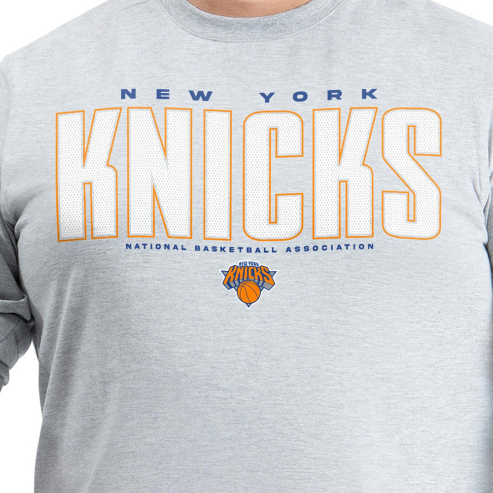 Gray New York Knicks G-III Sports by Carl Banks Adaptive Printed Mesh Effect Long Sleeve T-Shirt | NBA