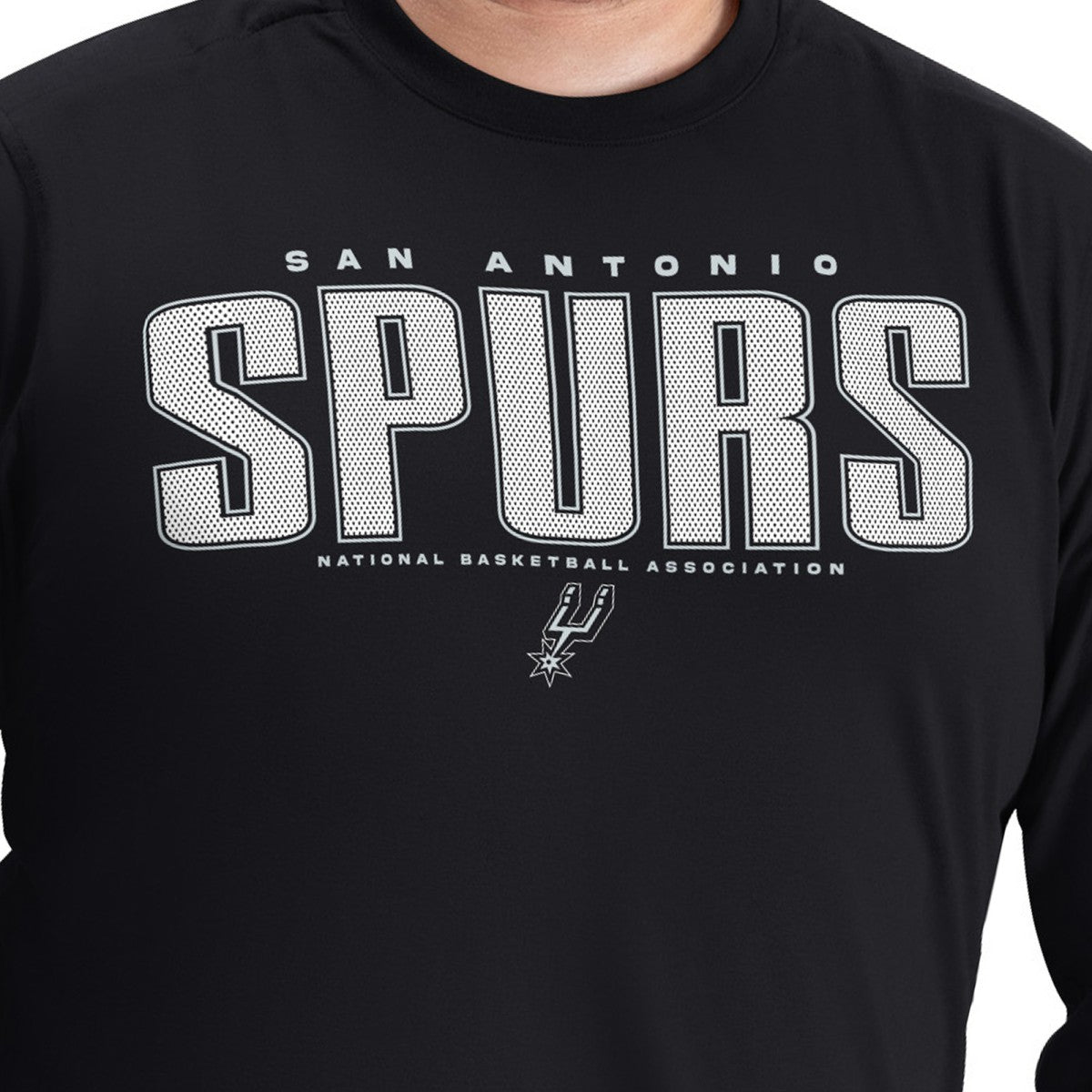 Black San Antonio Spurs G-III Sports by Carl Banks Adaptive Printed Mesh Effect Long Sleeve T-Shirt | NBA