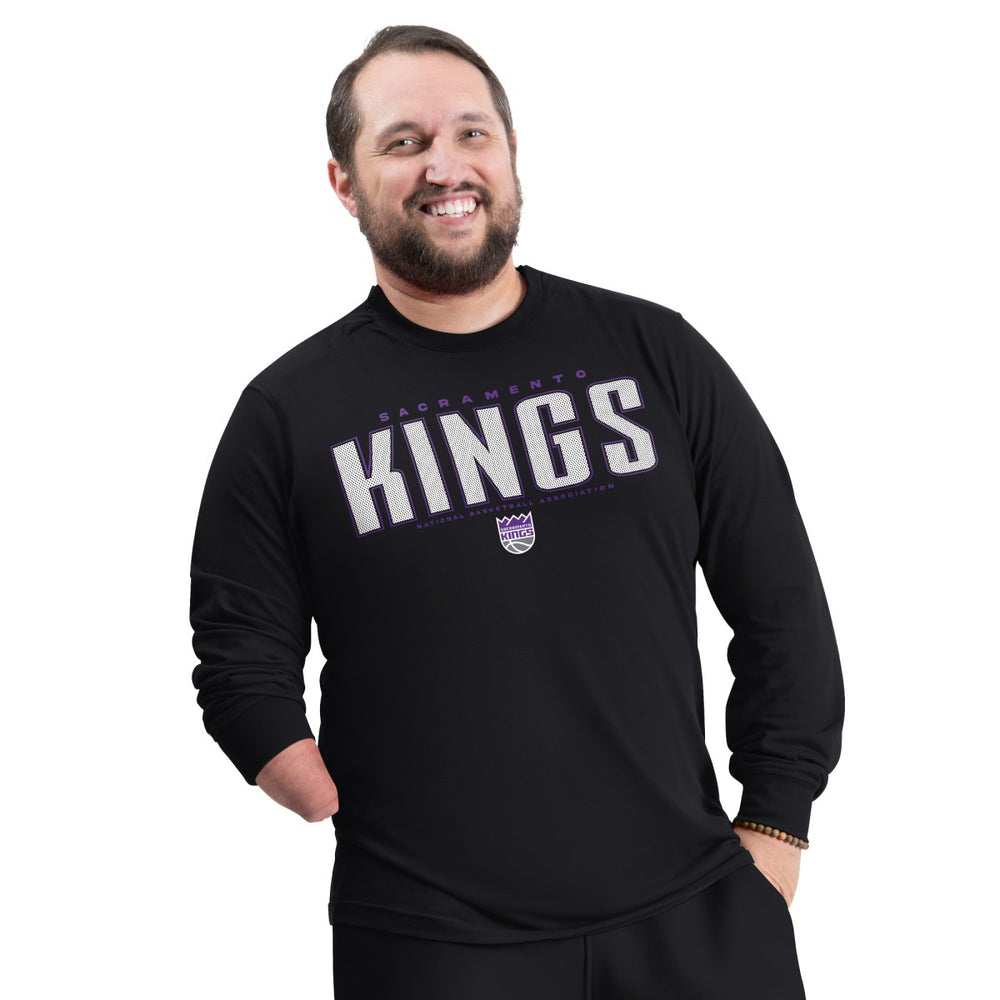 Black Sacramento Kings G-III Sports by Carl Banks Adaptive Printed Mesh Effect Long Sleeve T-Shirt | NBA