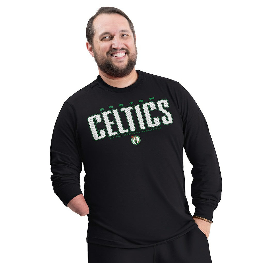 Black Boston Celtics G-III Sports by Carl Banks Adaptive Printed Mesh Effect Long Sleeve T-Shirt | NBA