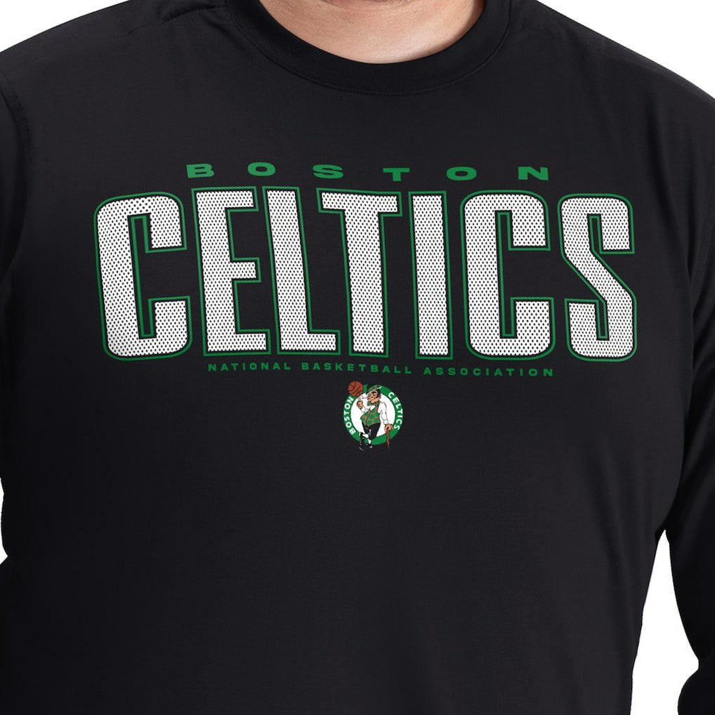 Black Boston Celtics G-III Sports by Carl Banks Adaptive Printed Mesh Effect Long Sleeve T-Shirt | NBA