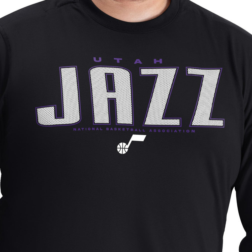 Black Utah Jazz G-III Sports by Carl Banks Adaptive Printed Mesh Effect Long Sleeve T-Shirt | NBA