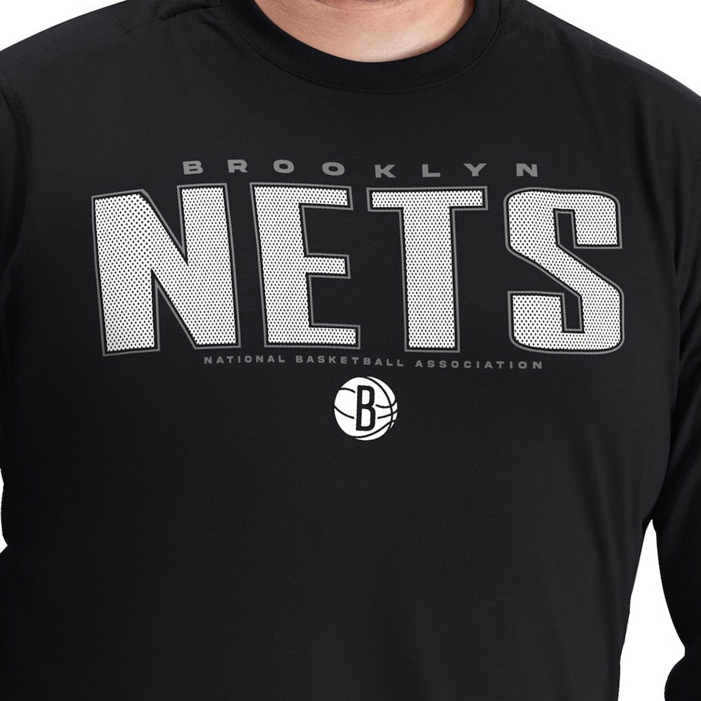 Black Brooklyn Nets G-III Sports by Carl Banks Adaptive Printed Mesh Effect Long Sleeve T-Shirt | NBA