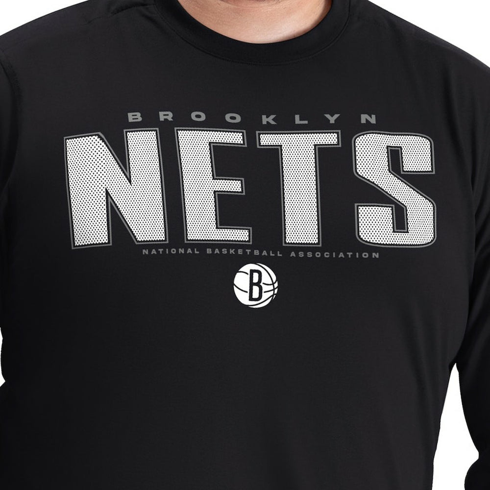 Black Brooklyn Nets G-III Sports by Carl Banks Adaptive Printed Mesh Effect Long Sleeve T-Shirt | NBA