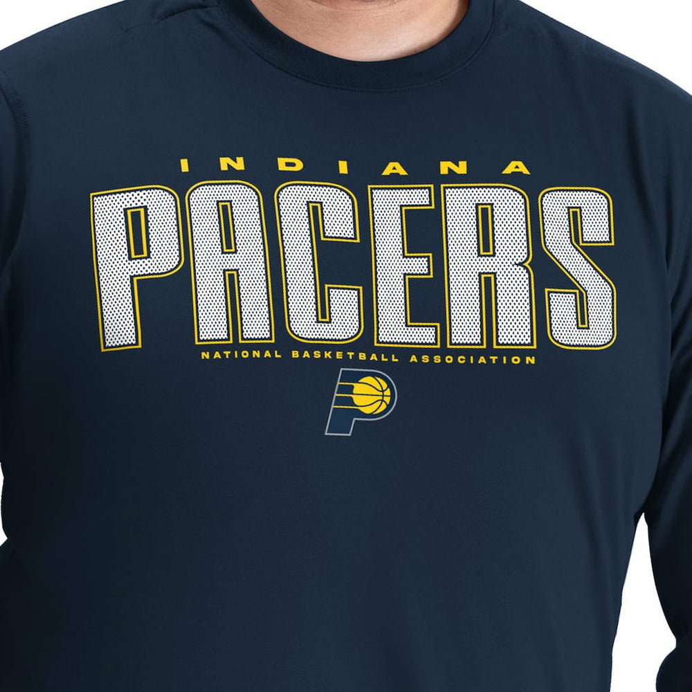 Navy Indiana Pacers G-III Sports by Carl Banks Adaptive Printed Mesh Effect Long Sleeve T-Shirt | NBA