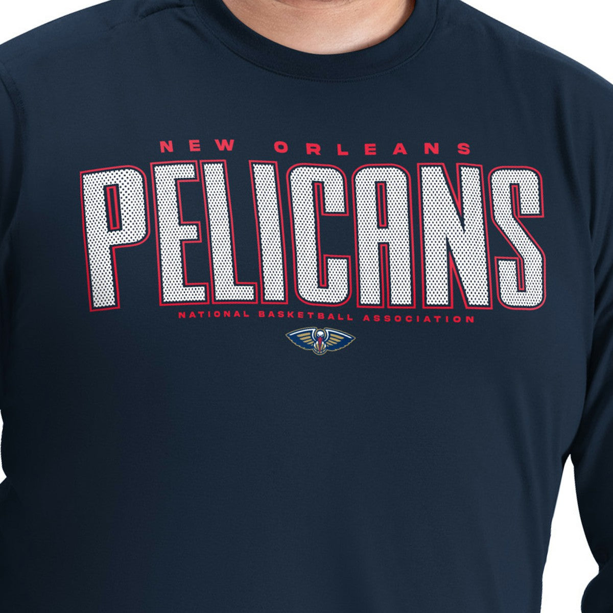 Navy New Orleans Pelicans G-III Sports by Carl Banks Adaptive Printed Mesh Effect Long Sleeve T-Shirt | NBA
