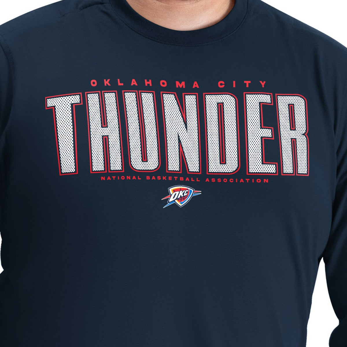 Navy Oklahoma City Thunder G-III Sports by Carl Banks Adaptive Printed Mesh Effect Long Sleeve T-Shirt | NBA