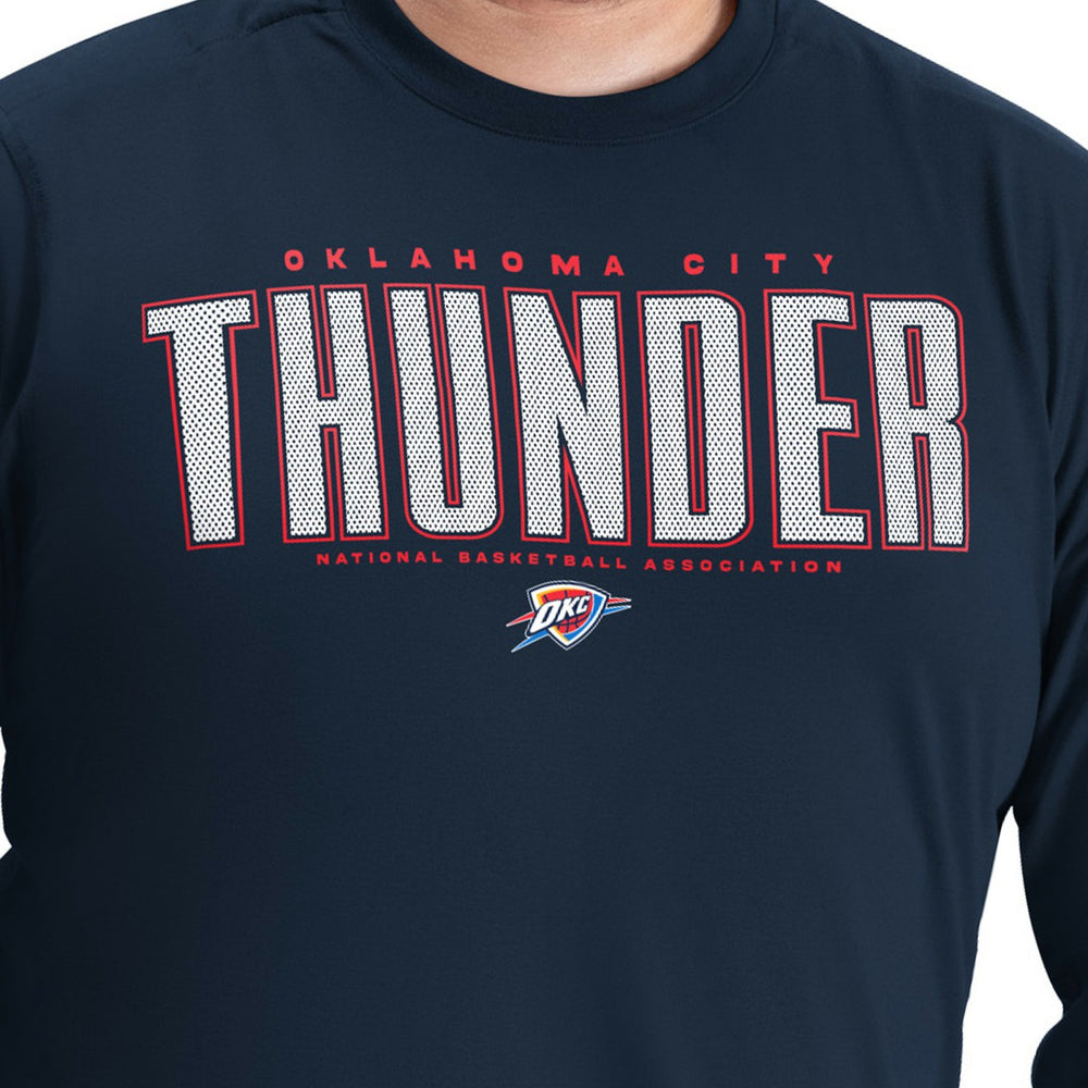 Navy Oklahoma City Thunder G-III Sports by Carl Banks Adaptive Printed Mesh Effect Long Sleeve T-Shirt | NBA