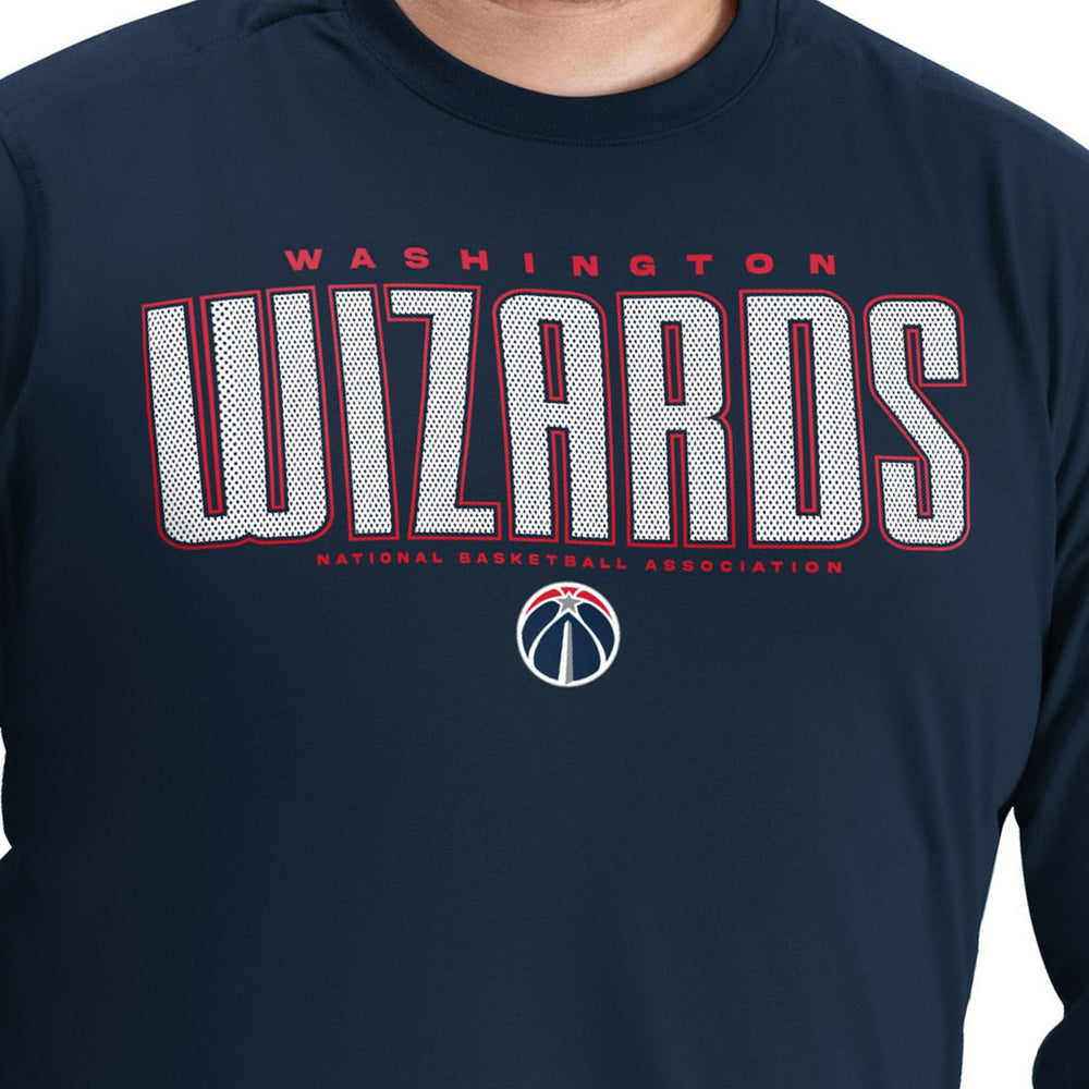 Navy Washington Wizards G-III Sports by Carl Banks Adaptive Printed Mesh Effect Long Sleeve T-Shirt | NBA