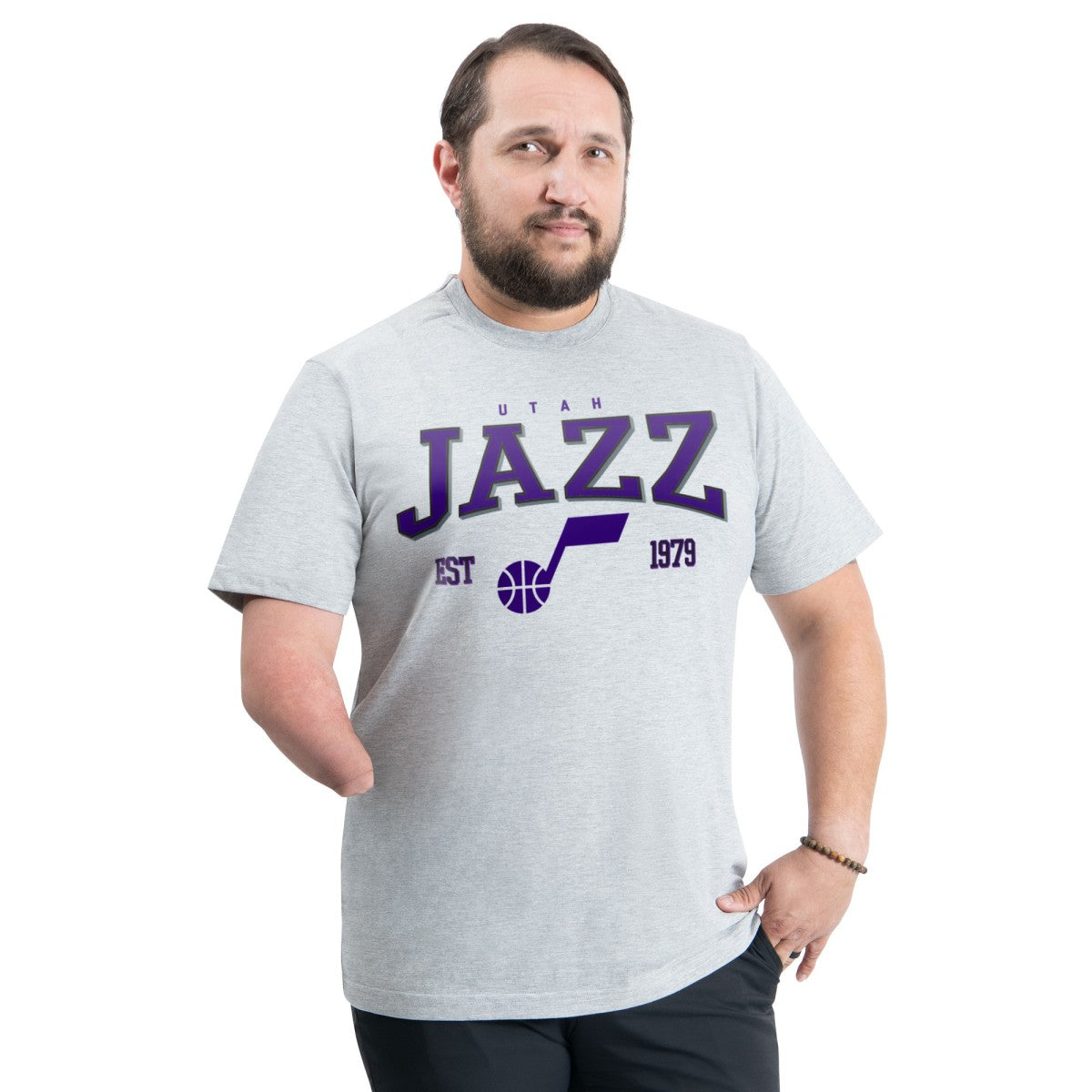 Gray Utah Jazz G-III Sports by Carl Banks Adaptive Classic Team Spirit Short Sleeve T-Shirt | NBA