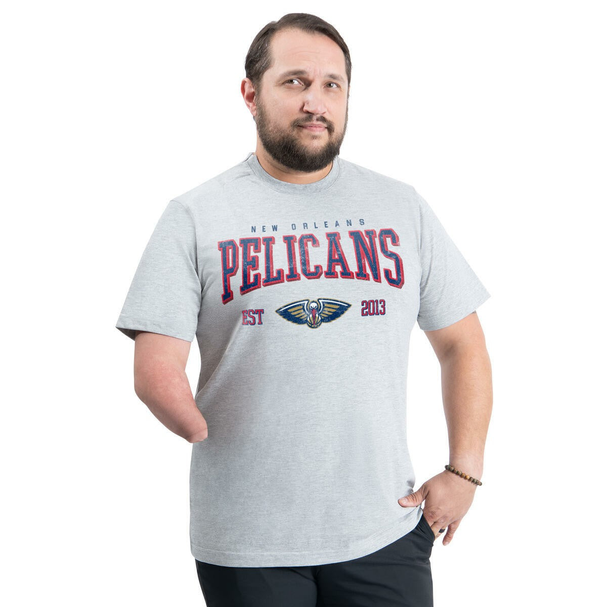 Gray New Orleans Pelicans G-III Sports by Carl Banks Adaptive Classic Team Spirit Short Sleeve T-Shirt | NBA