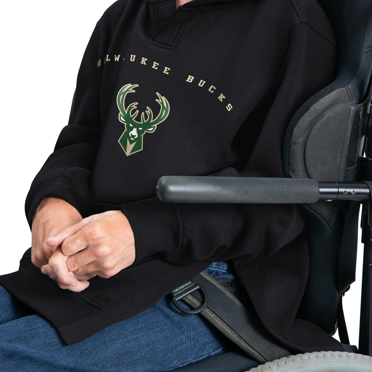 Black Milwaukee Bucks G-III Sports by Carl Banks Adaptive Team Arc Fleece Hoodie | NBA