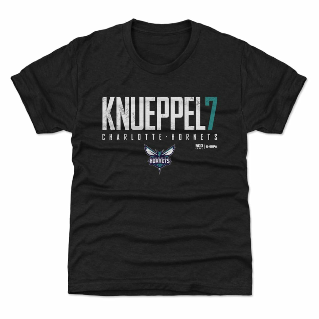 Black Kon Knueppel Charlotte Hornets 500 Level Youth Elite T-Shirt | NBA