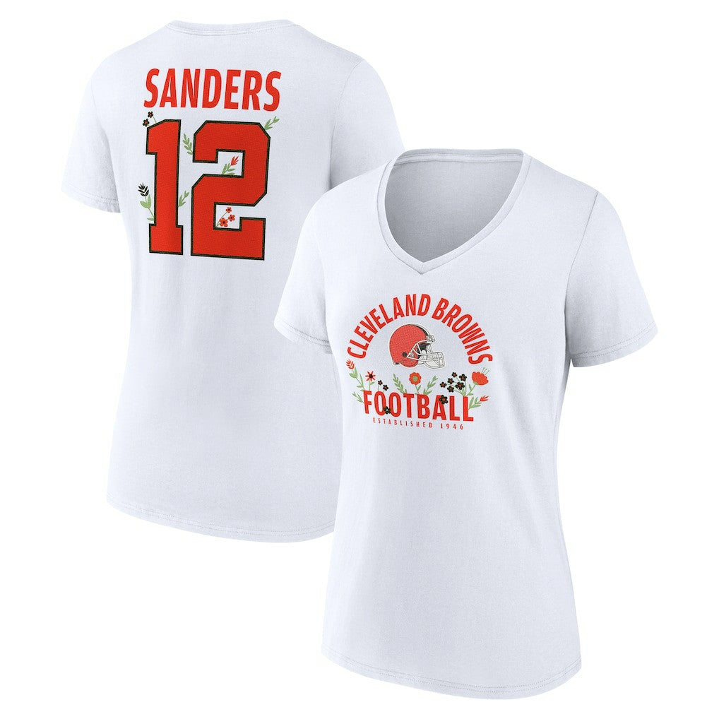 Cleveland Browns Shedeur Sanders  Women's Floral Name & Number V-Neck T-Shirt | NFL On sale