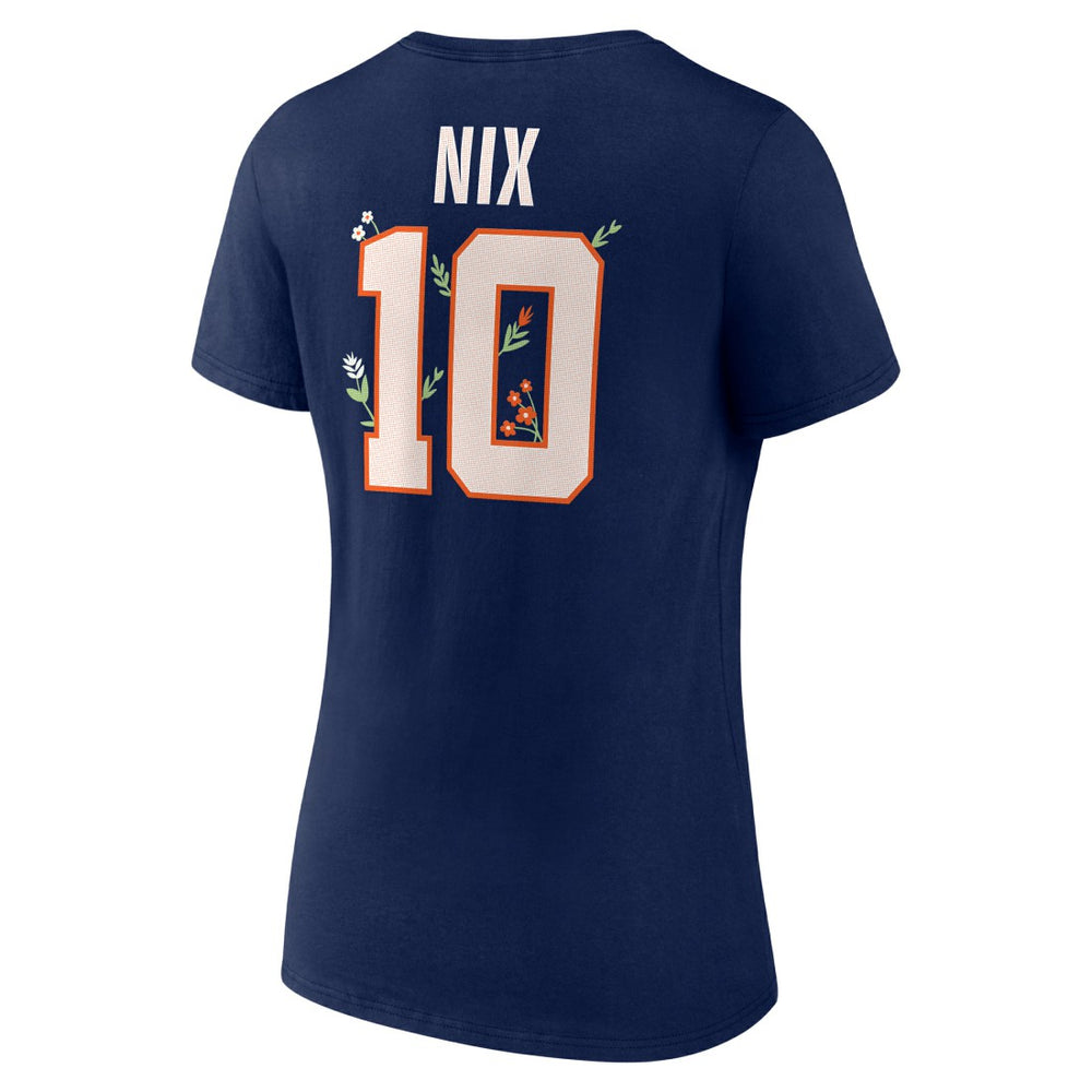 Denver Broncos Bo Nix  Women's Floral Name & Number V-Neck T-Shirt | NFL On sale