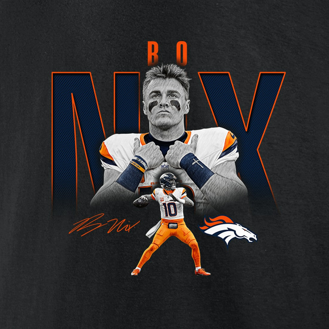 Denver Broncos Bo Nix  Humble Shadow Player Graphic T-Shirt | NFL Online
