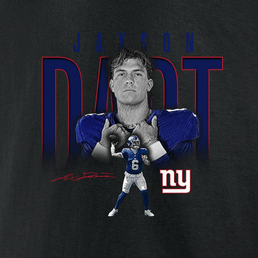 New York Giants Jaxson Dart  Humble Shadow Player Graphic T-Shirt | NFL US