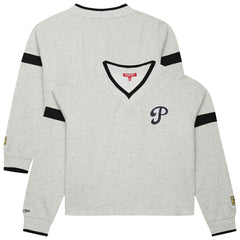 Philadelphia Phillies Mitchell & Ness Women's Cooperstown Collection V-Neck Cropped Toggle Sweatshirt - MLB Sweatshirts