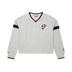 Philadelphia Phillies Mitchell & Ness Women's Cooperstown Collection V-Neck Cropped Toggle Sweatshirt - MLB Sweatshirts