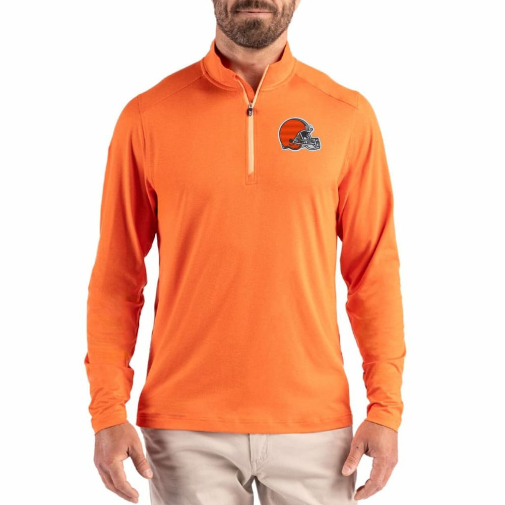 Cleveland Browns Cutter & Buck Coastline Epic Comfort Recycled Quarter-Zip Pullover | NFL Discount