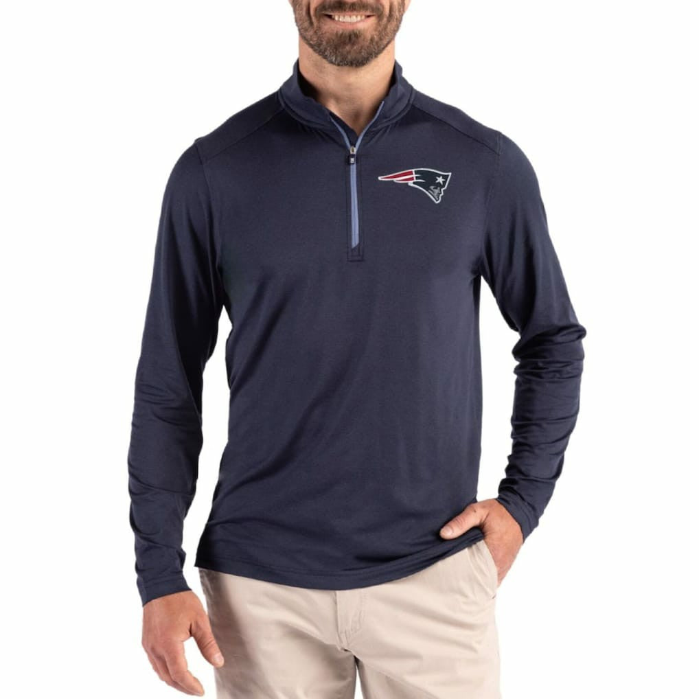 New England Patriots Cutter & Buck Coastline Epic Comfort Recycled Quarter-Zip Pullover | NFL On sale