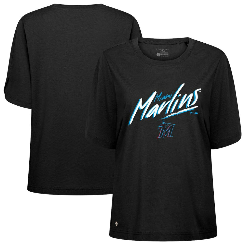 Miami Marlins Levelwear Women's Bloom Sizzle T-Shirt - MLB T-shirts