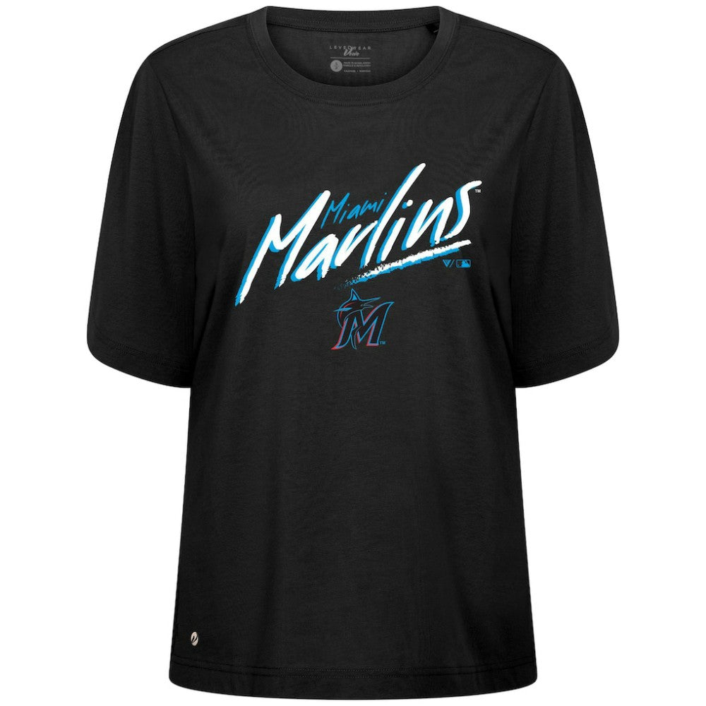 Miami Marlins Levelwear Women's Bloom Sizzle T-Shirt - MLB T-shirts