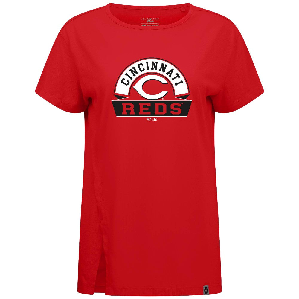 Cincinnati Reds Levelwear Women's Influx Banner Arch T-Shirt - MLB T-shirts