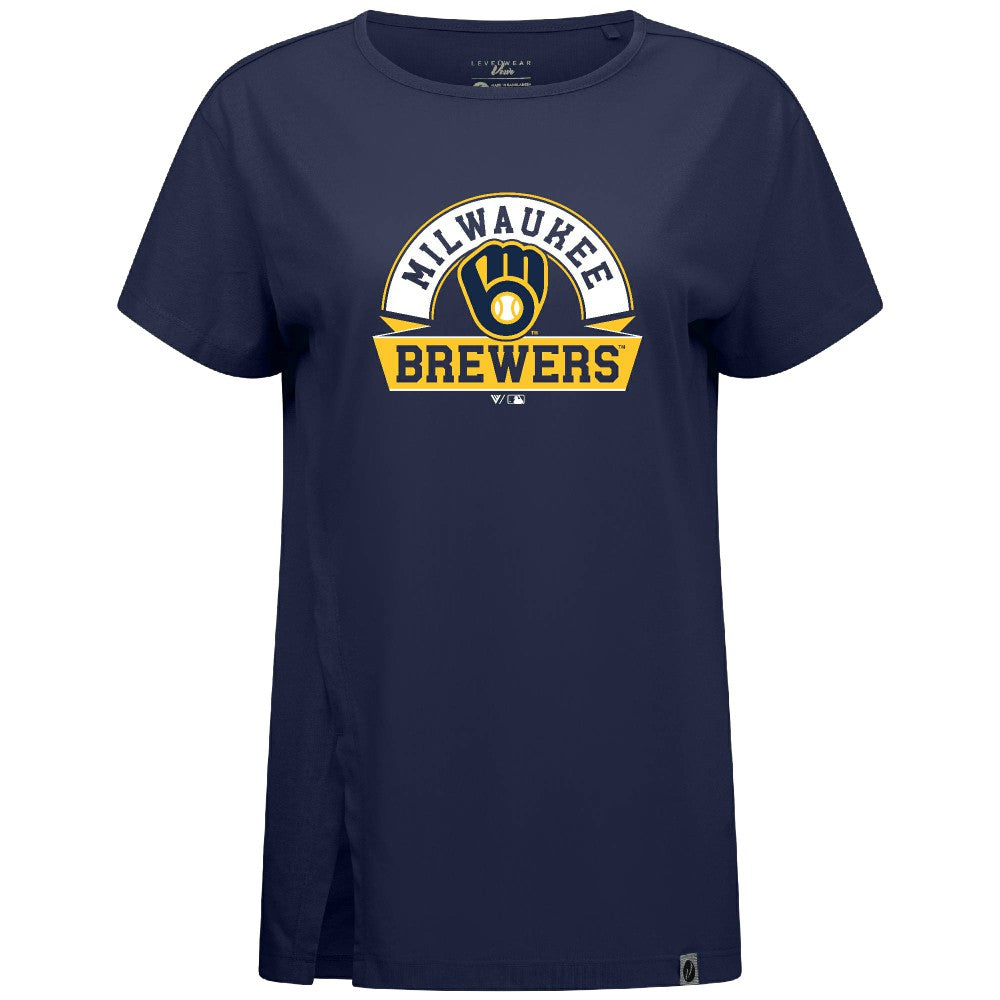 Milwaukee Brewers Levelwear Women's Influx Banner Arch T-Shirt - MLB T-shirts