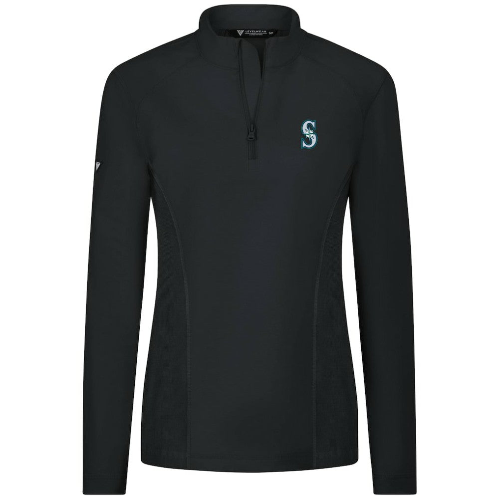 Seattle Mariners Levelwear Women's Upright Insignia 2.0 Quarter-Zip Tri-Blend Top - MLB Tops